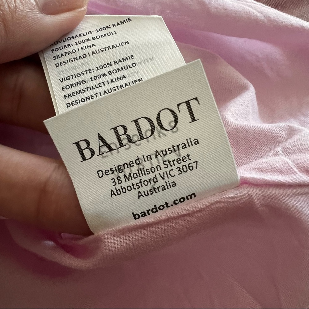 Bardot Kehlani Floral Puff Sleeve Mini Dress Coquette Romantic Pink Size S/4 - Picture 8 of 12